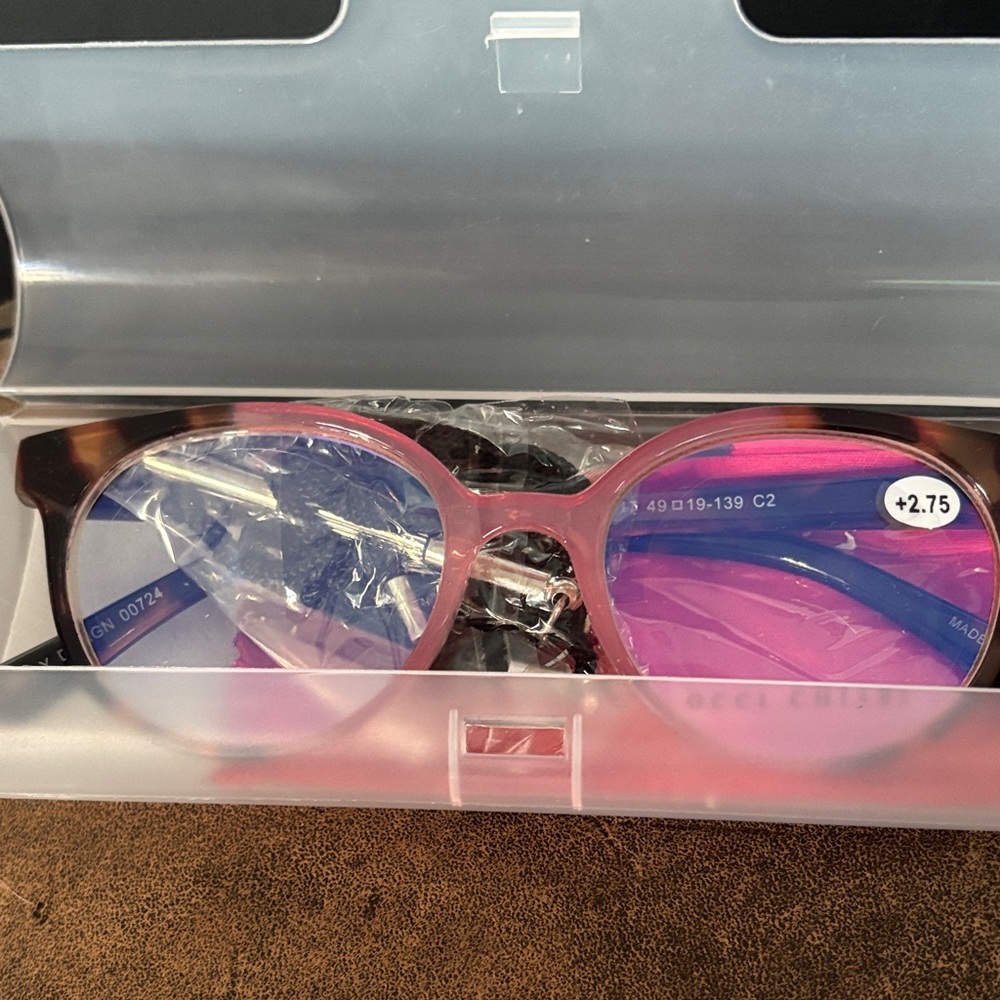 Pink and Brown Reading Glasses